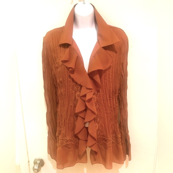 DRESS-U-II-BY SHARON JABOT POET BLOUSE RUST VINTAGE HOBO 2X - Picture 3 of 12